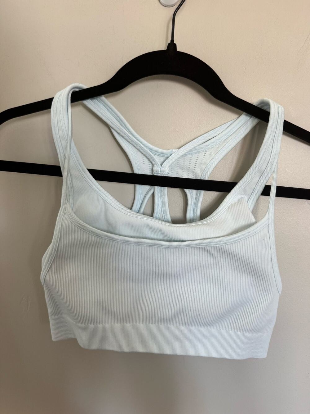 NWOT Women’s Beyond Yoga Seamless Moves Layered Bra in Morning Sky Blue SZ S